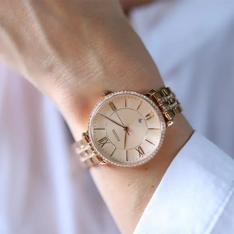 Fossil Jacqueline Three-Hand Rose Gold-Tone Ladies Watch- ES3546